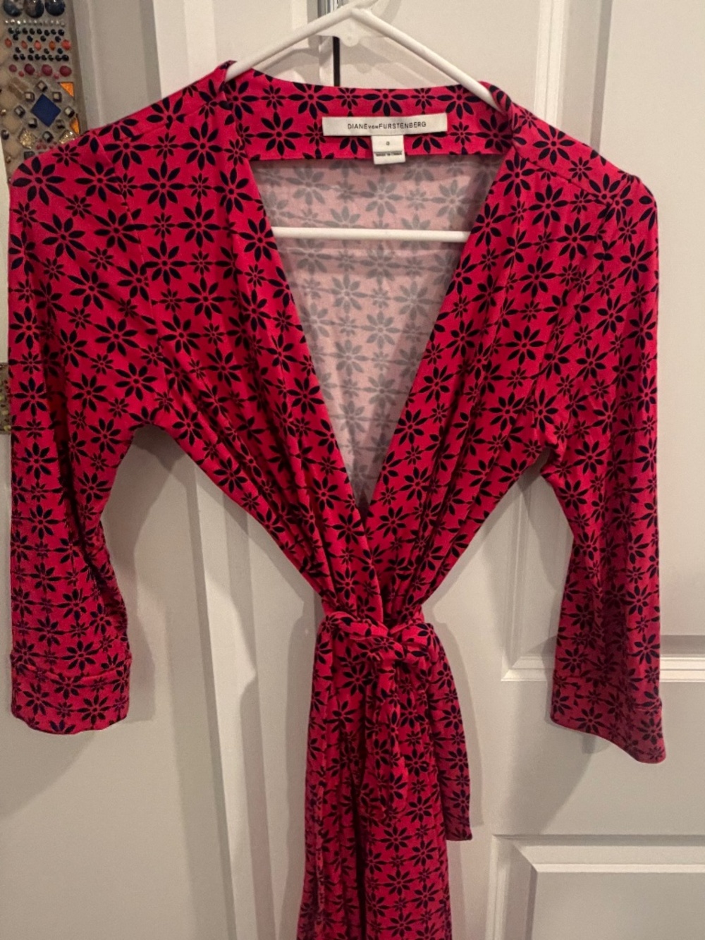 DVF | Pink and Black Wrap Mini Dress